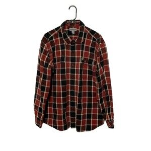 Carhartt Shirt Mens XL Red Black Plaid Flannel Original Fit Cotton Hubbard